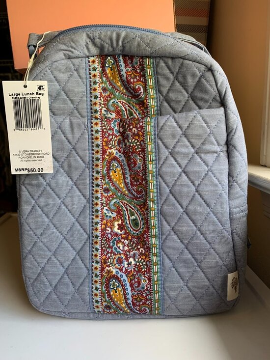 Vera Bradley Handbags - Share Vera Bradley Large Lunch bag Bunch insulated tote Chambray paisley NWT